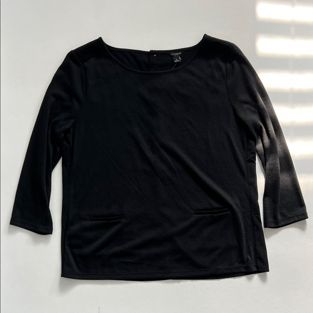 Ann Taylor Mixed-Media Black Women's Top